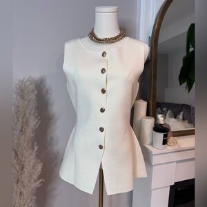 Zara Cream Sleeveless Top with Gold Buttons